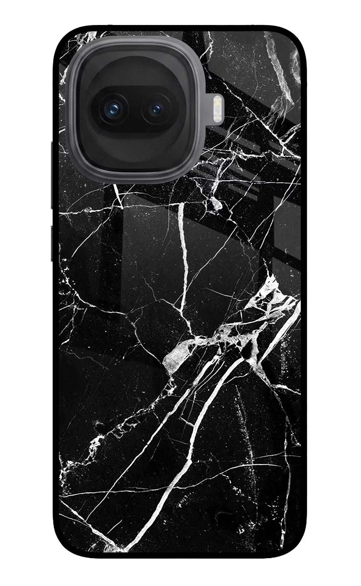 Black Marble Pattern iQOO 15R 5G Glass Case