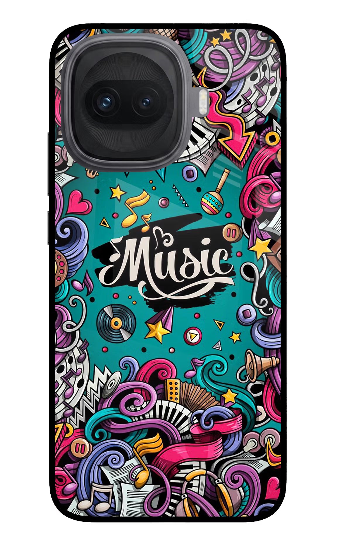 Music Graffiti iQOO 15R 5G Glass Case Back Cover by Casekaro