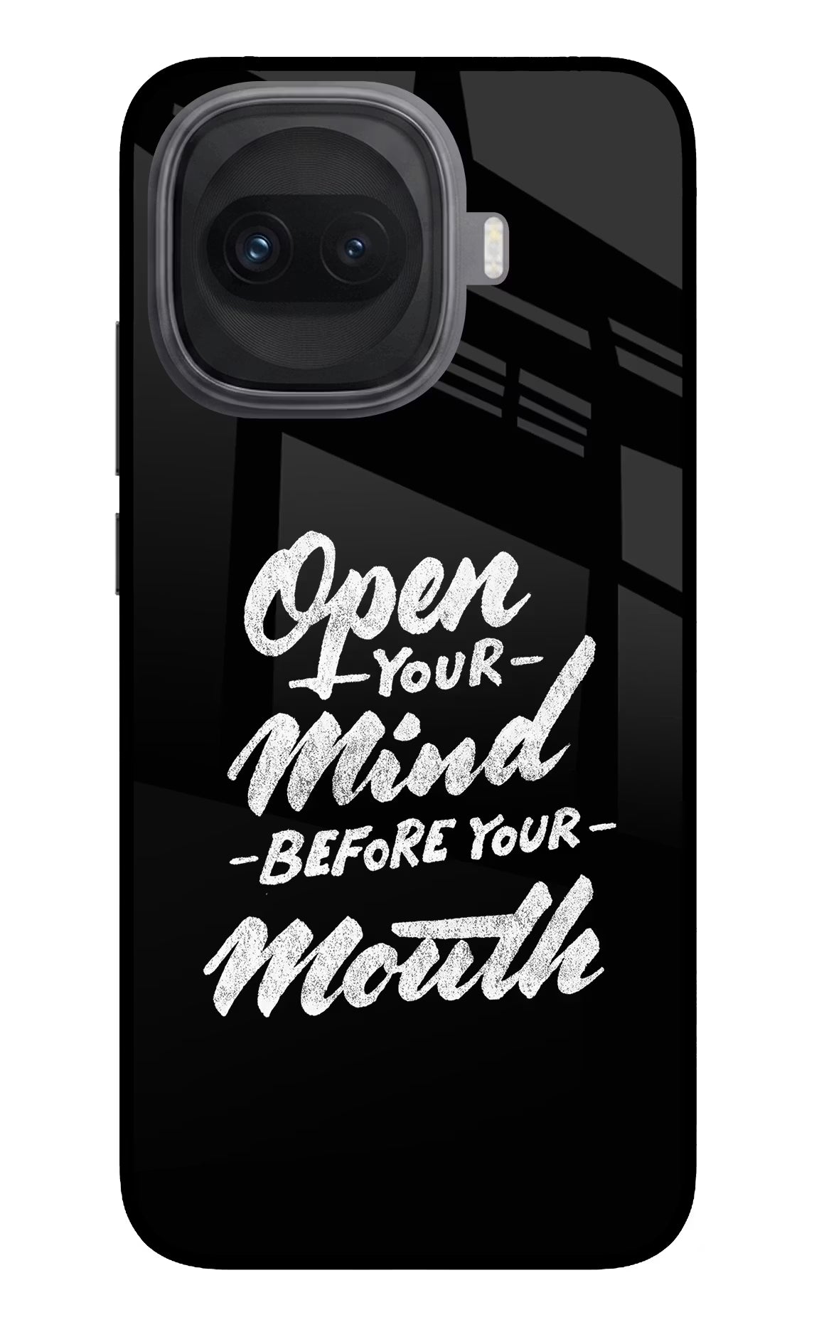 Open Your Mind Before Your Mouth iQOO 15R 5G Glass Case Back Cover by Casekaro
