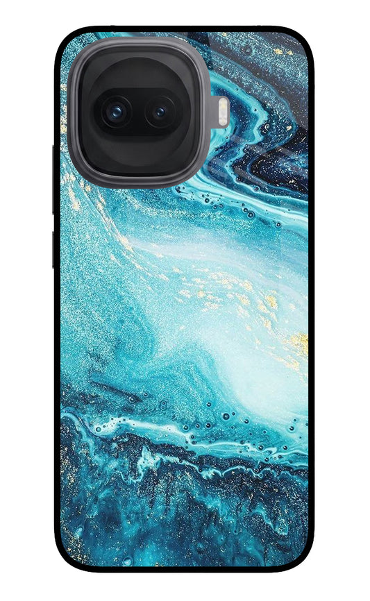 Blue Glitter Marble iQOO 15R 5G Glass Case