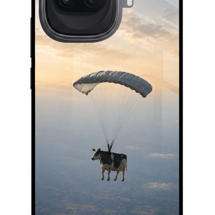 Skydiving Cow iQOO 15R 5G Glass Case