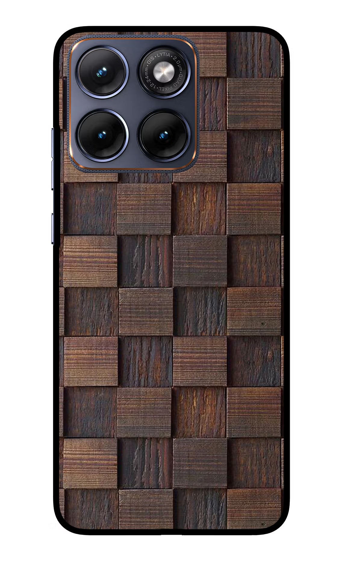 Wooden Cube Design Moto Edge 70 Fusion Glass Case