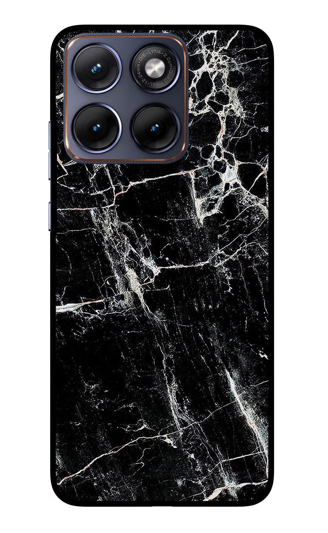 Black Marble Texture Moto Edge 70 Fusion Glass Case