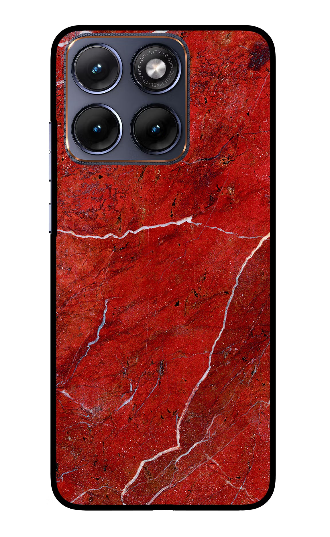 Red Marble Design Moto Edge 70 Fusion Glass Case Back Cover by Casekaro