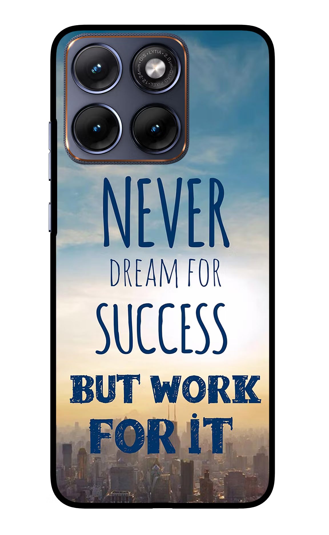 Never Dream For Success But Work For It Moto Edge 70 Fusion Glass Case Back Cover by Casekaro