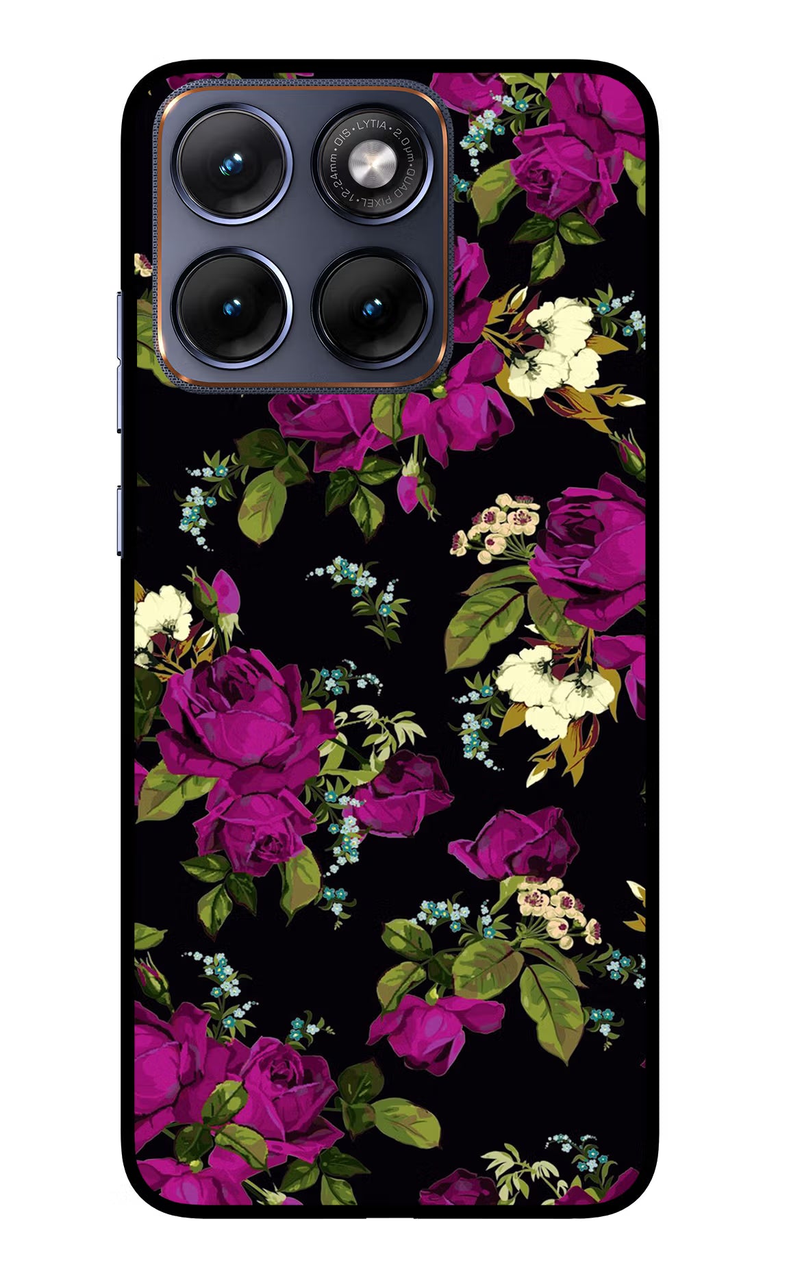 Flowers Moto Edge 70 Fusion Glass Case Back Cover by Casekaro