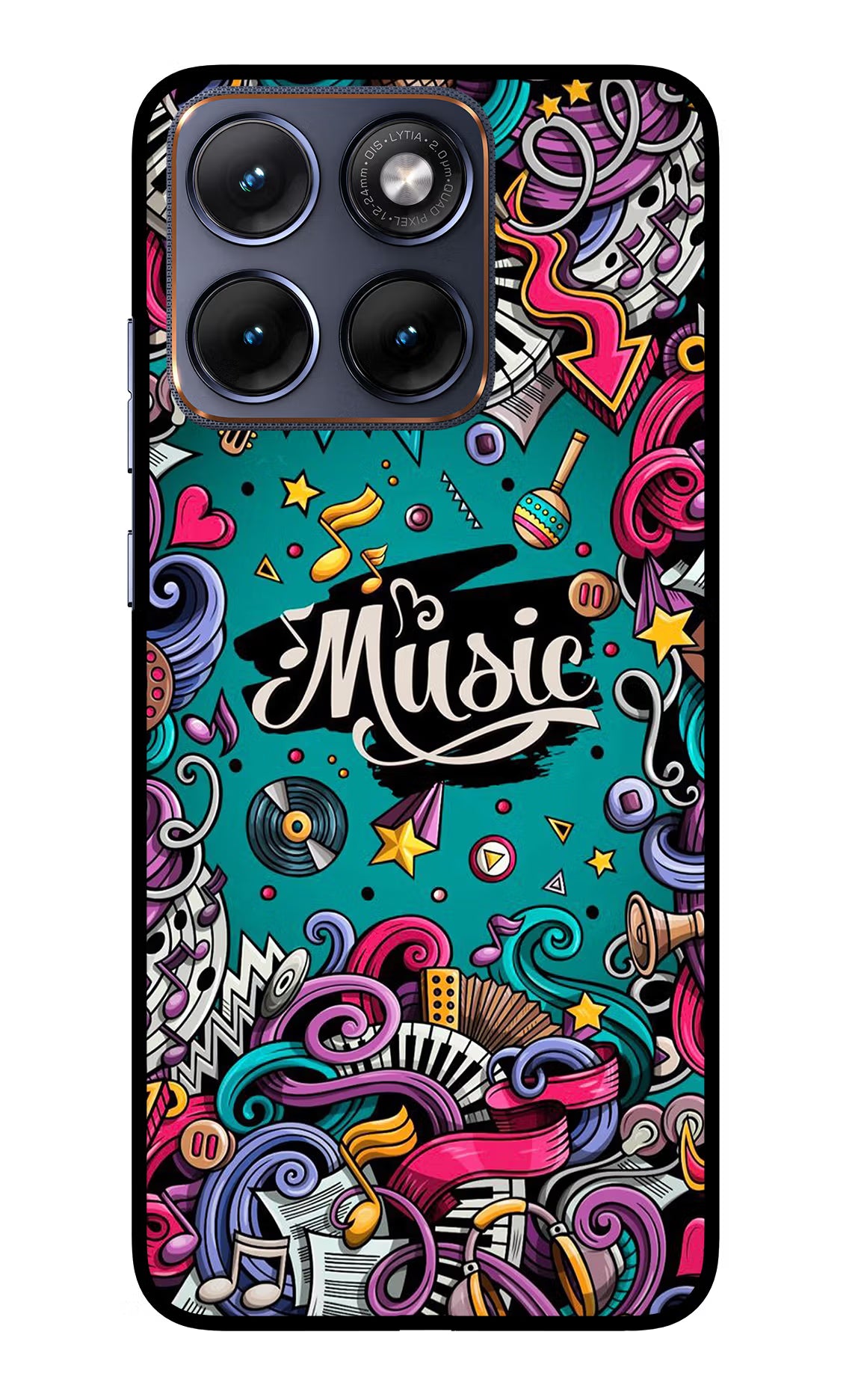 Music Graffiti Moto Edge 70 Fusion Glass Case Back Cover by Casekaro