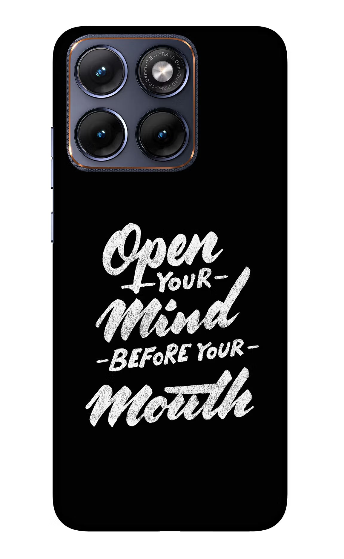 Open Your Mind Before Your Mouth Moto Edge 70 Fusion Glass Case Back Cover by Casekaro