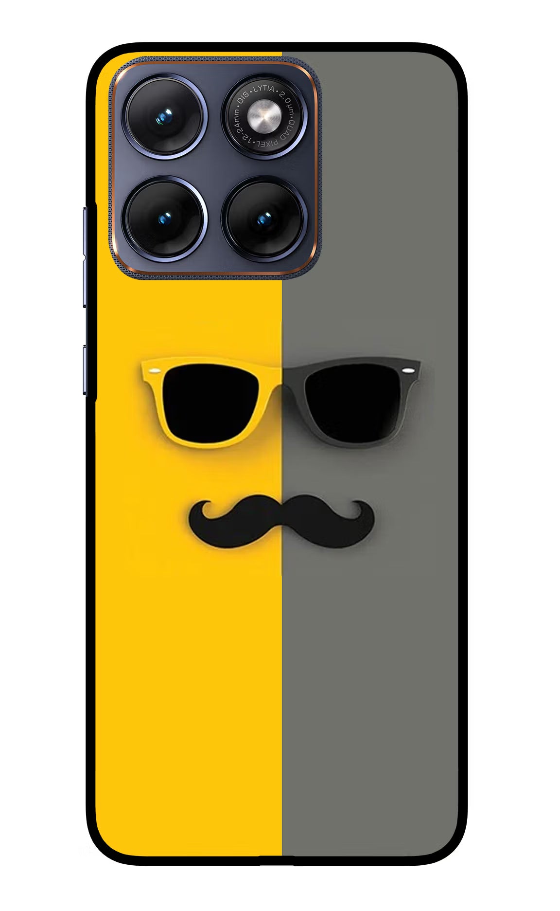Sunglasses with Mustache Moto Edge 70 Fusion Glass Case Back Cover by Casekaro