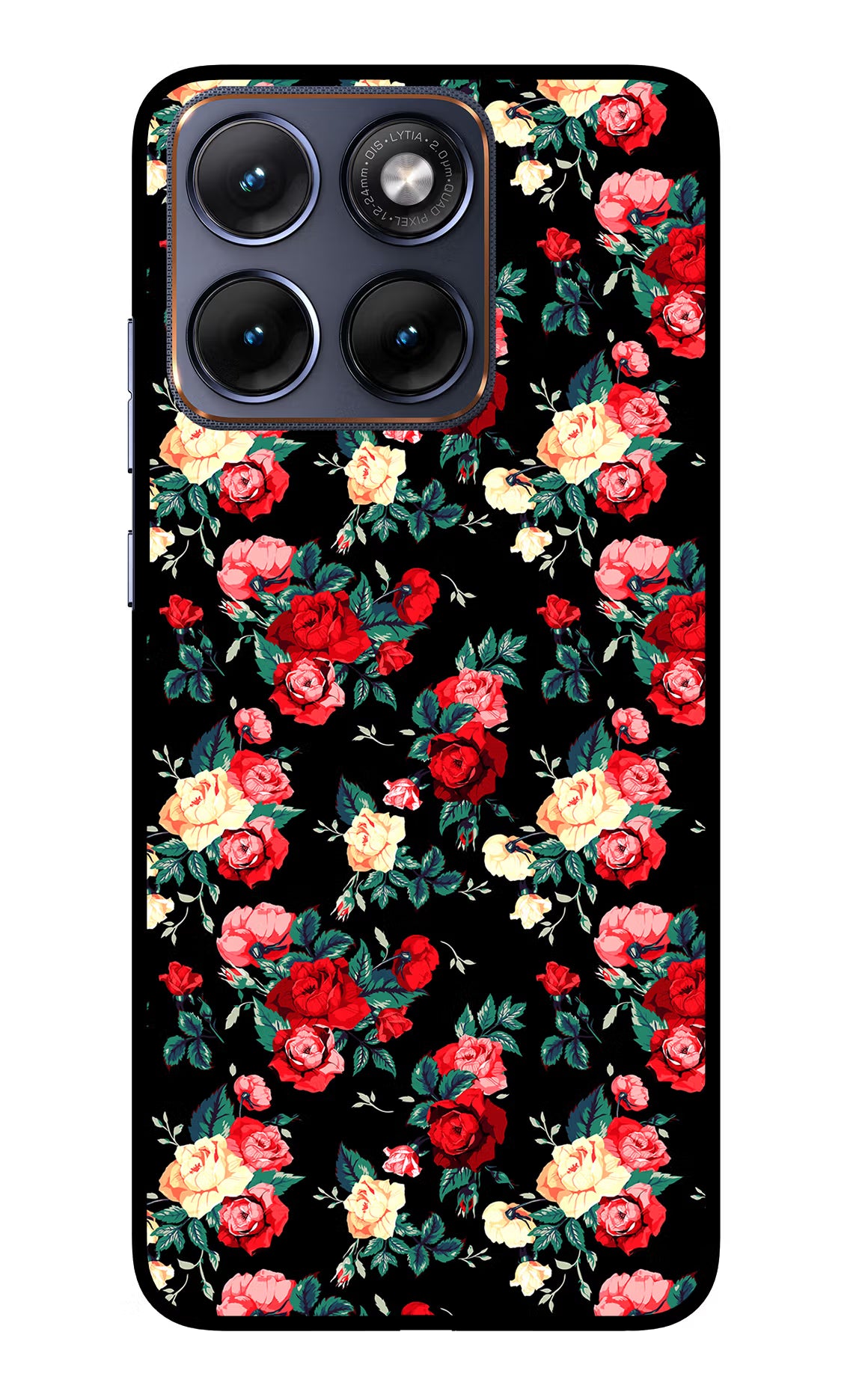 Rose Pattern Moto Edge 70 Fusion Glass Case Back Cover by Casekaro