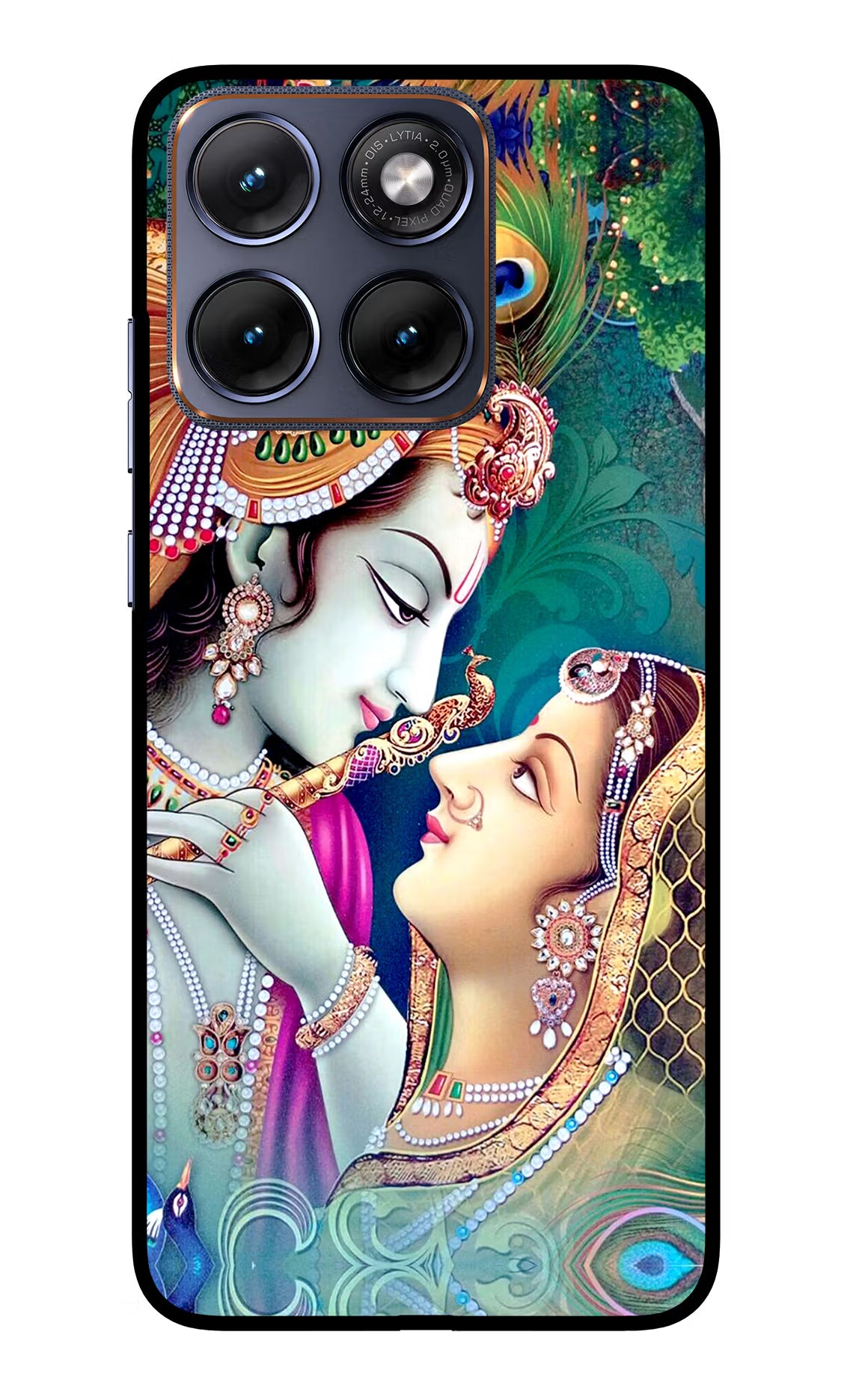 Lord Radha Krishna Moto Edge 70 Fusion Glass Case Back Cover by Casekaro