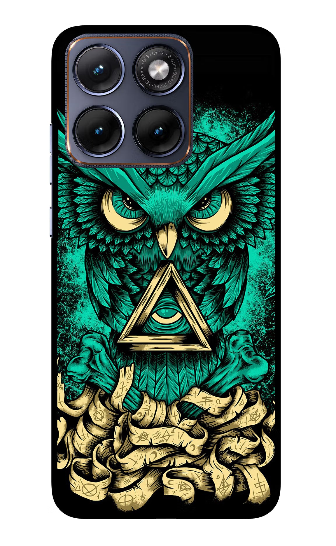 Green Owl Moto Edge 70 Fusion Glass Case Back Cover by Casekaro