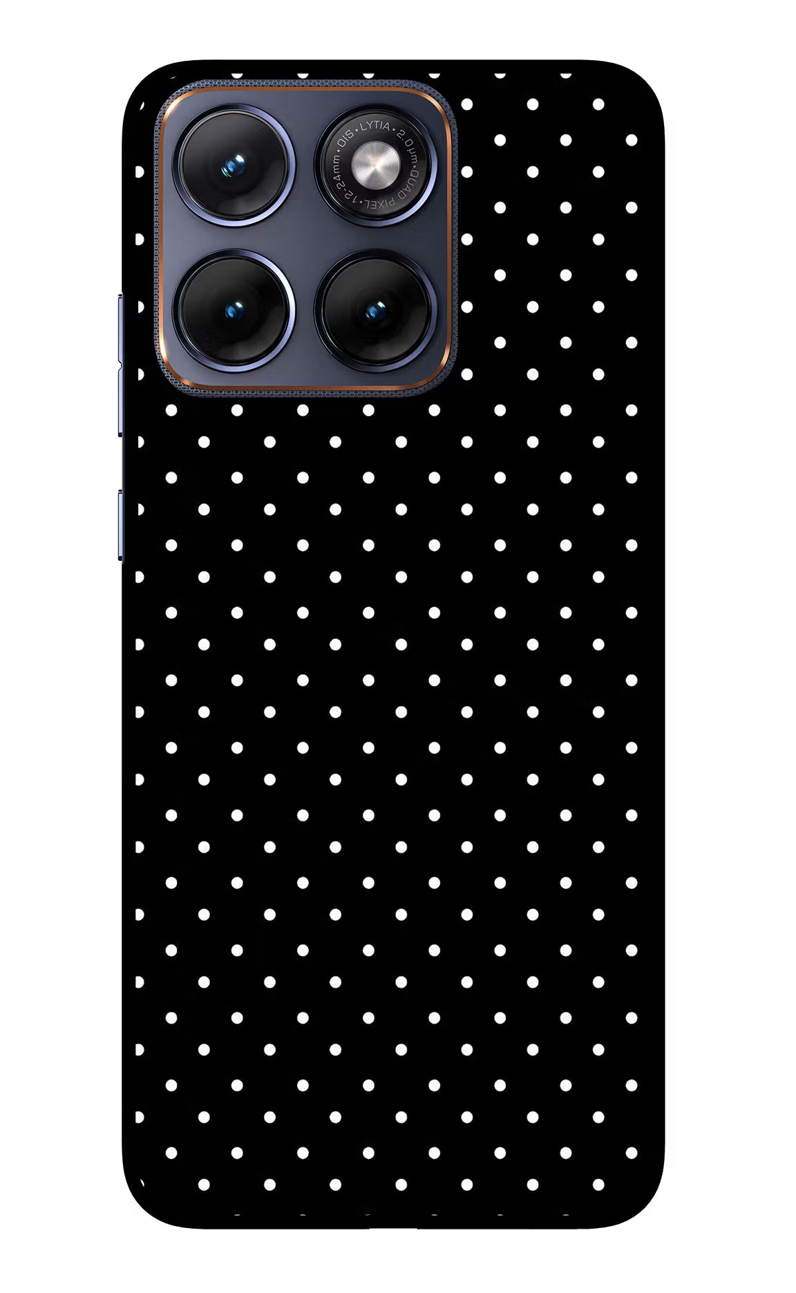 White Dots Moto Edge 70 Fusion Glass Case Back Cover by Casekaro