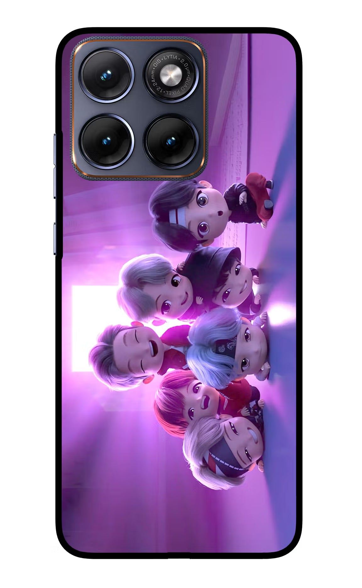 BTS Chibi Moto Edge 70 Fusion Glass Case Back Cover by Casekaro