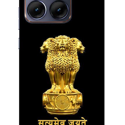 Satyamev Jayate Golden Moto Edge 70 Fusion Glass Case Back Cover by Casekaro