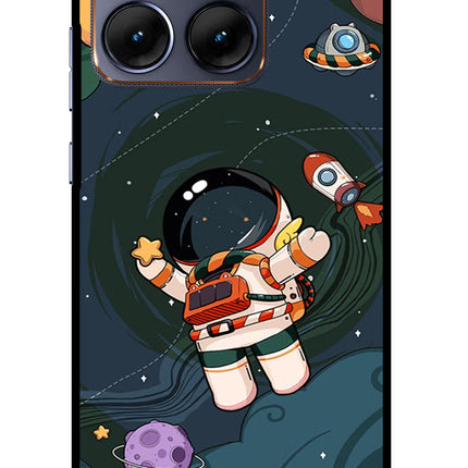 Cartoon Astronaut Moto Edge 70 Fusion Glass Case