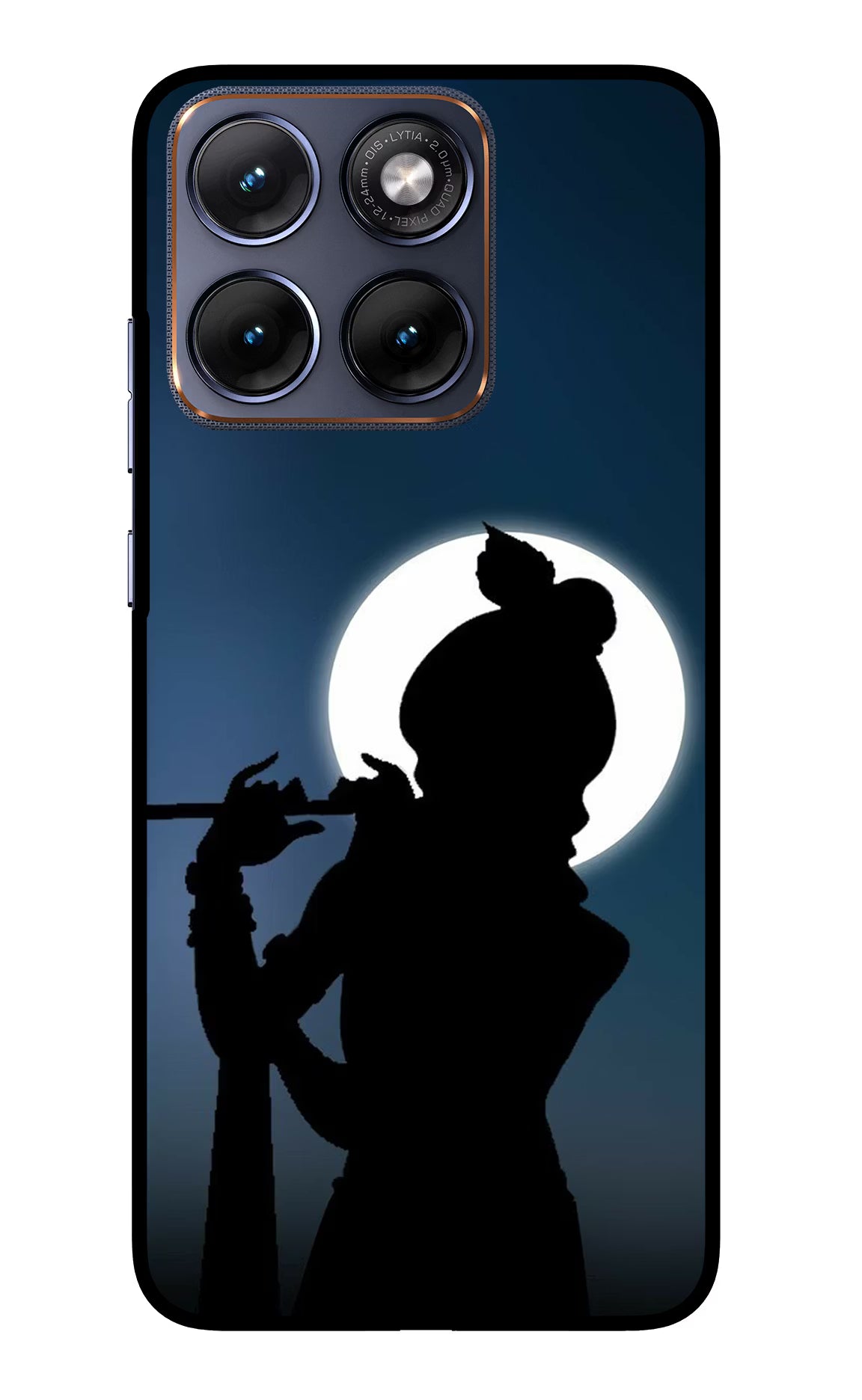 Shri Krishna Silhouette Moto Edge 70 Fusion Glass Case Back Cover by Casekaro