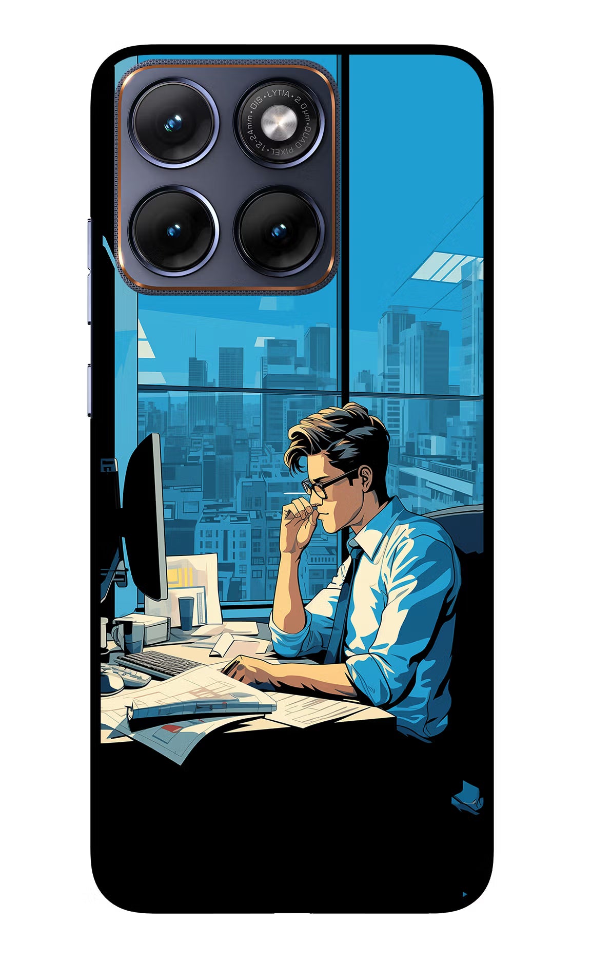 Focused Hustler (AI Generated) Moto Edge 70 Fusion Glass Case Back Cover by Casekaro