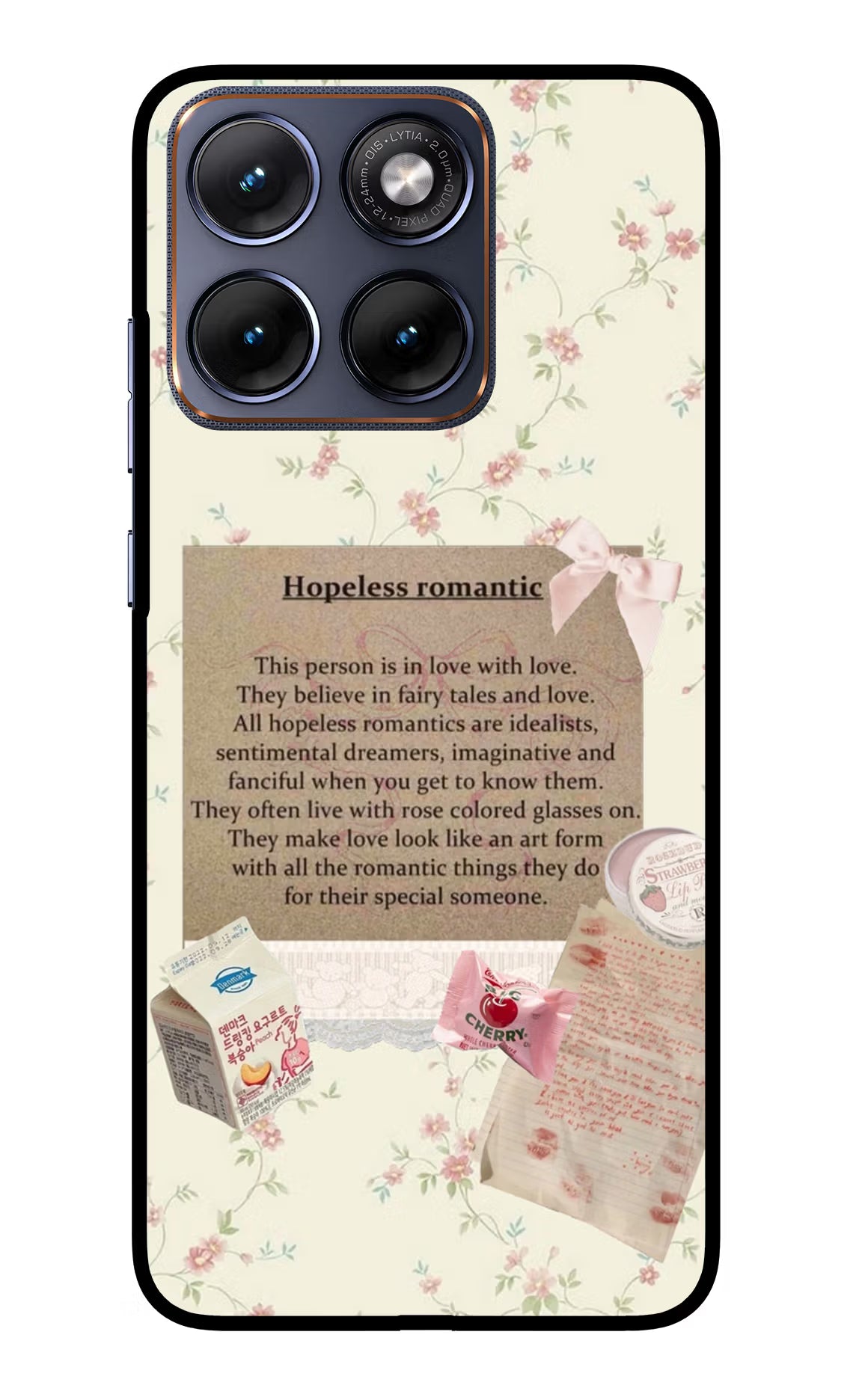 Hopeless Romantic Moto Edge 70 Fusion Glass Case Back Cover by Casekaro