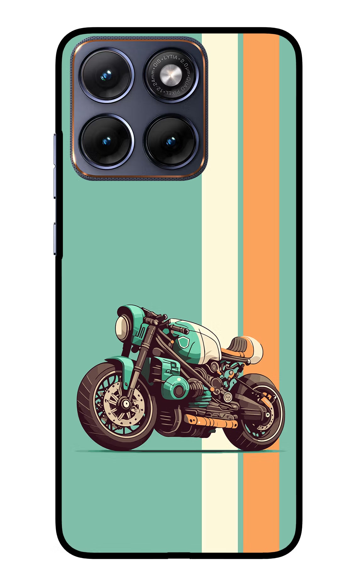 Striped Moto Drift Moto Edge 70 Fusion Glass Case Back Cover by Casekaro