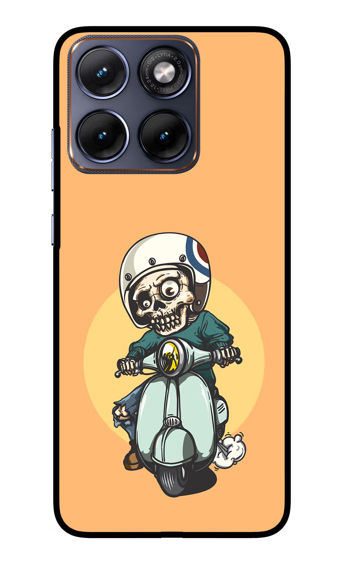 Undead Biker Moto Edge 70 Fusion Glass Case Back Cover by Casekaro