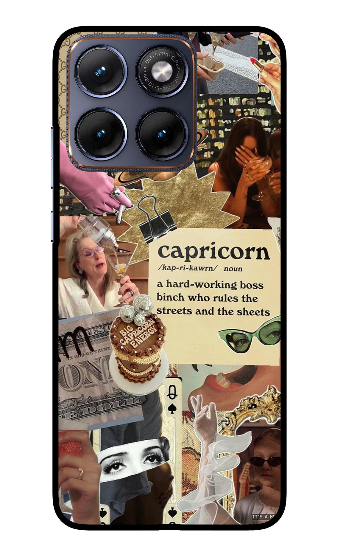 Capricorn Zodiac Moto Edge 70 Fusion Glass Case Back Cover by Casekaro