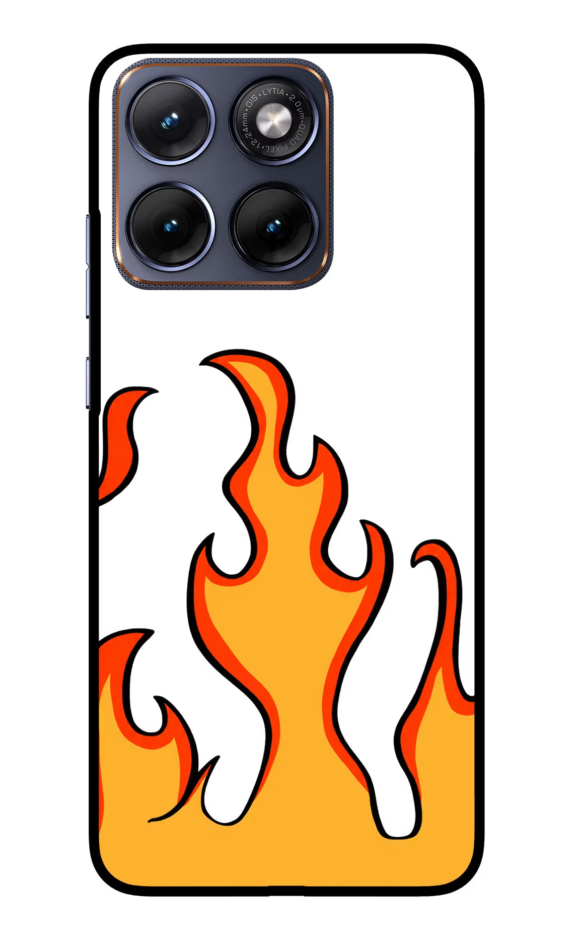 Fired Up – White Moto Edge 70 Fusion Glass Case