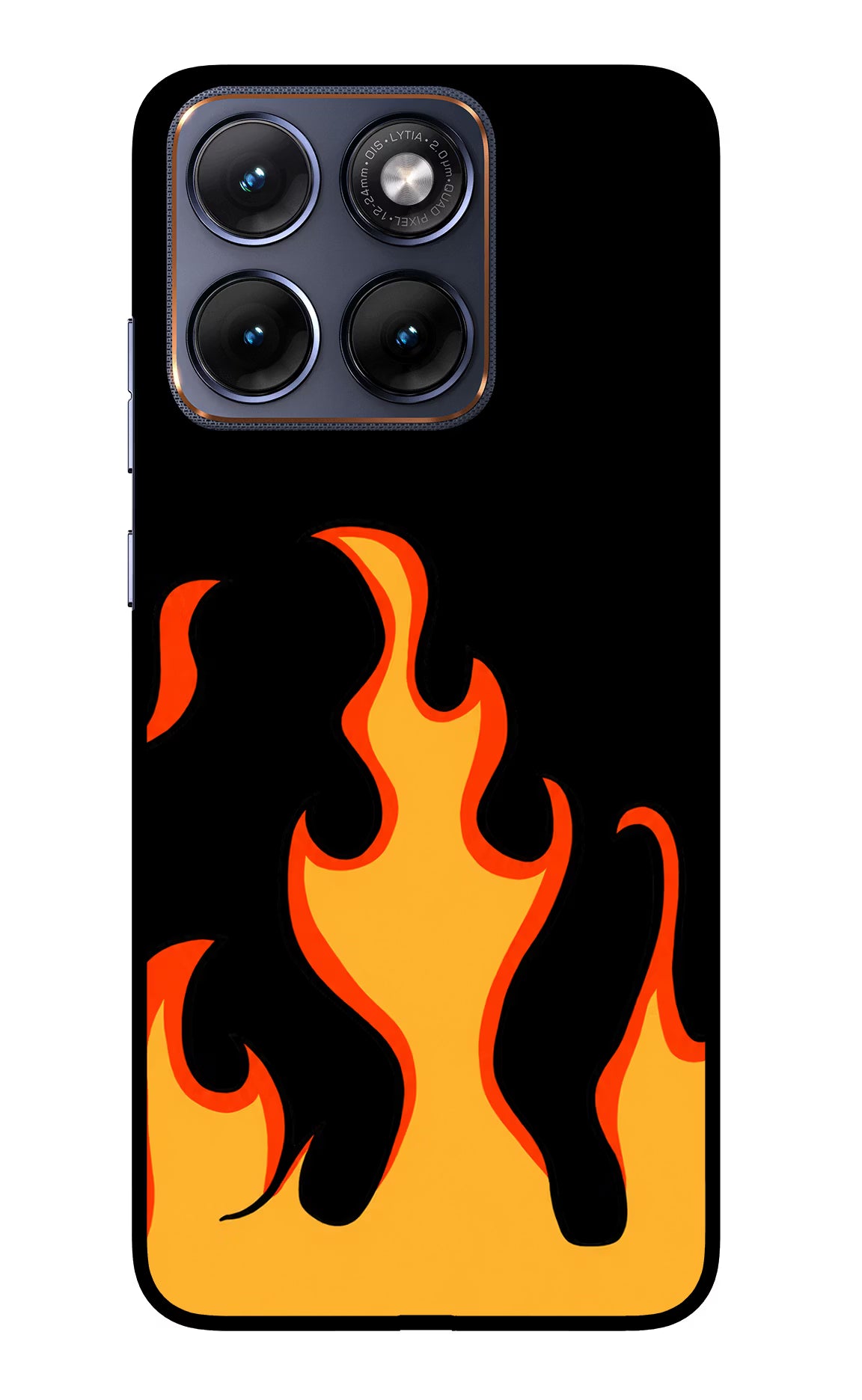 Fired Up – Black Moto Edge 70 Fusion Glass Case Back Cover by Casekaro