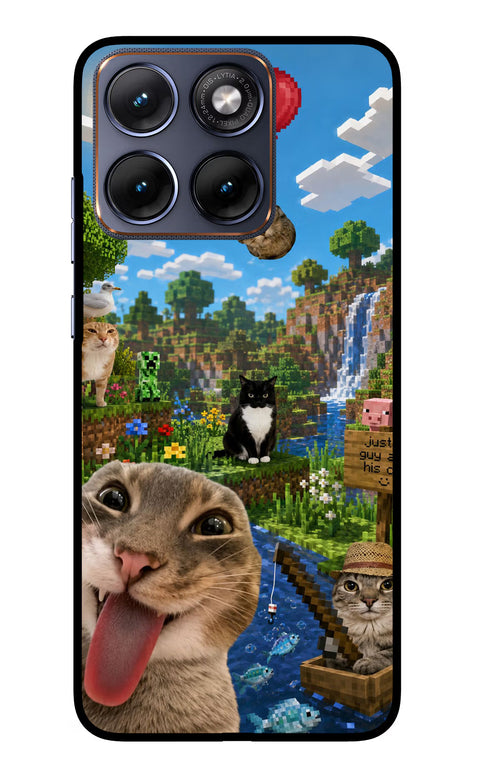 Minecraft Cat Chaos Moto Edge 70 Fusion Glass Case