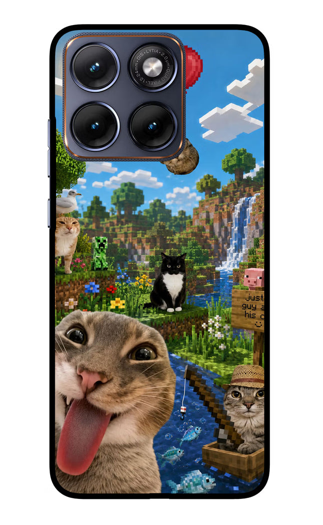 Minecraft Cat Chaos Moto Edge 70 Fusion Glass Case