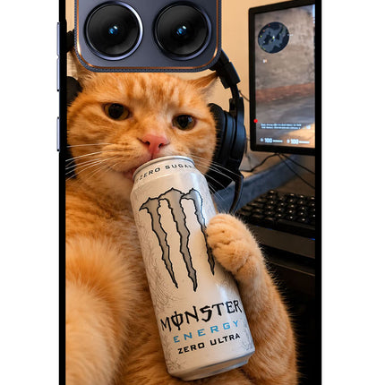 Gamer Cat Energy Moto Edge 70 Fusion Glass Case