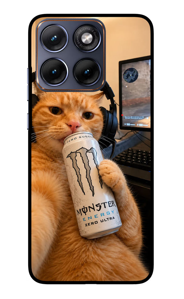 Gamer Cat Energy Moto Edge 70 Fusion Glass Case