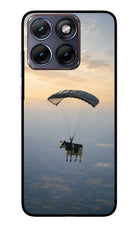 Skydiving Cow Moto Edge 70 Fusion Glass Case Back Cover by Casekaro
