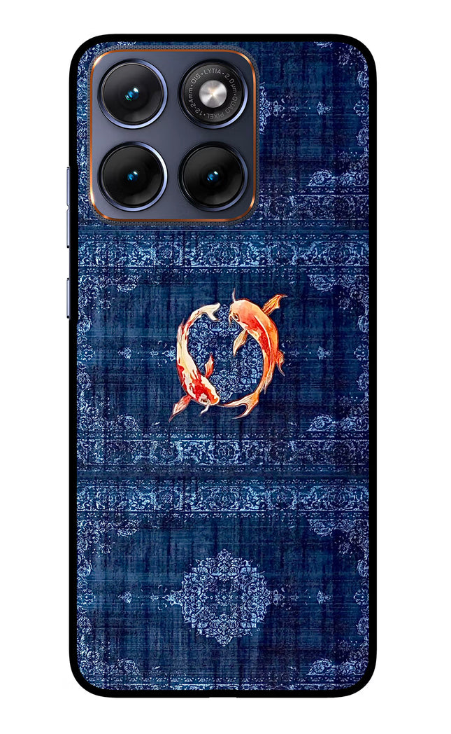 Koi Blue Moto Edge 70 Fusion Glass Case Back Cover by Casekaro