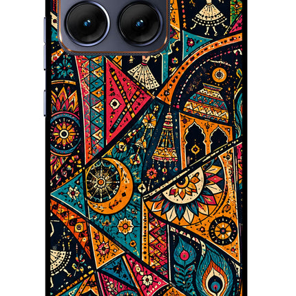 Folk Print Moto Edge 70 Fusion Glass Case
