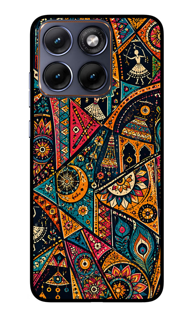 Folk Print Moto Edge 70 Fusion Glass Case Back Cover by Casekaro