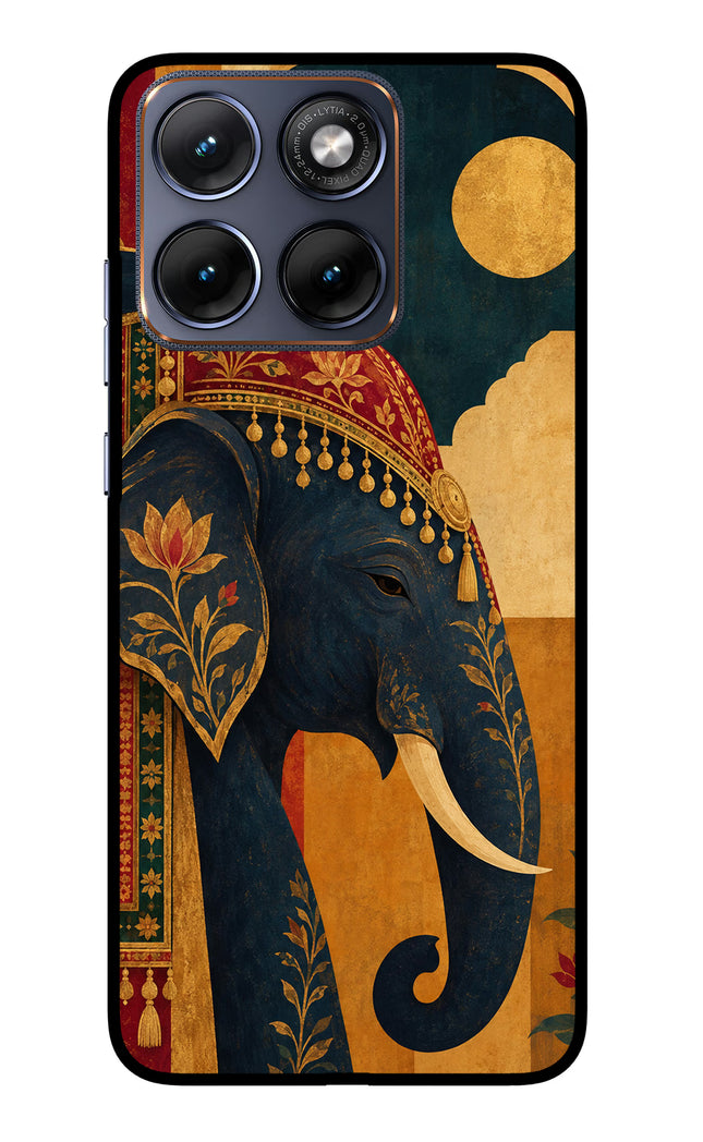 Royal Elephant Moto Edge 70 Fusion Glass Case Back Cover by Casekaro