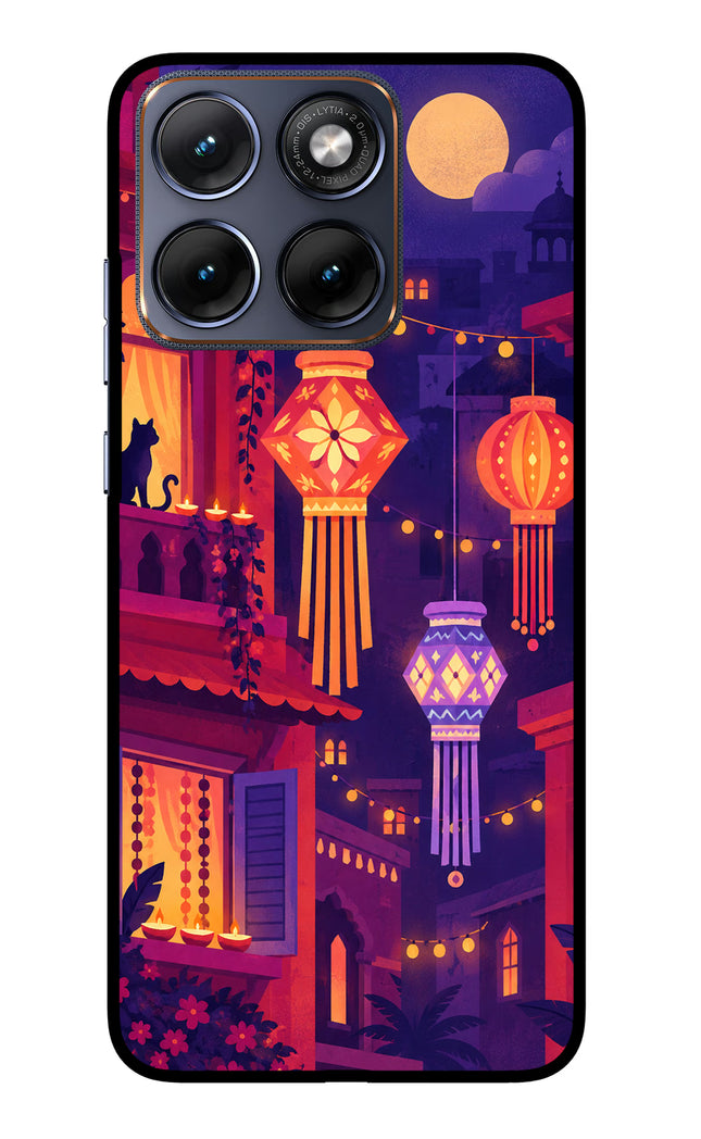 Lantern Lane Moto Edge 70 Fusion Glass Case Back Cover by Casekaro