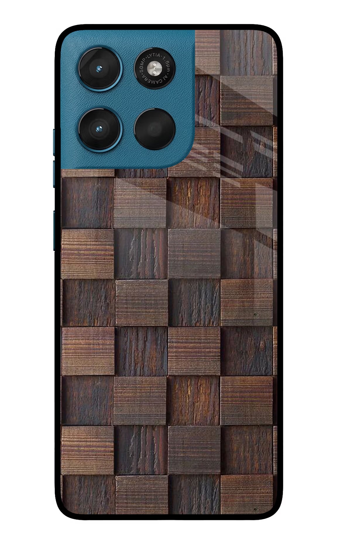 Wooden Cube Design Moto G57 Power 5G Glass Case