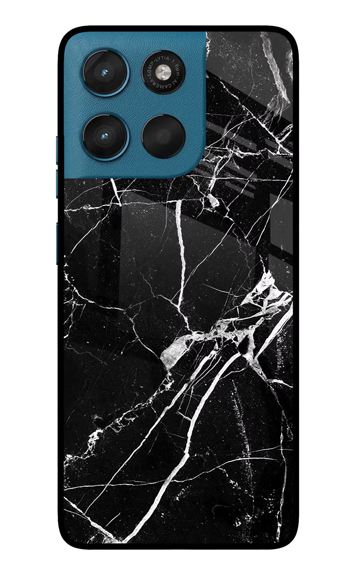Black Marble Pattern Moto G57 Power 5G Glass Case