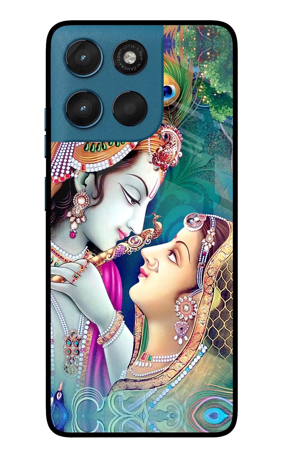 Lord Radha Krishna Moto G57 Power 5G Glass Case Back Cover by Casekaro