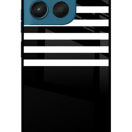 Black and White Print Moto G57 Power 5G Glass Case Back Cover by Casekaro