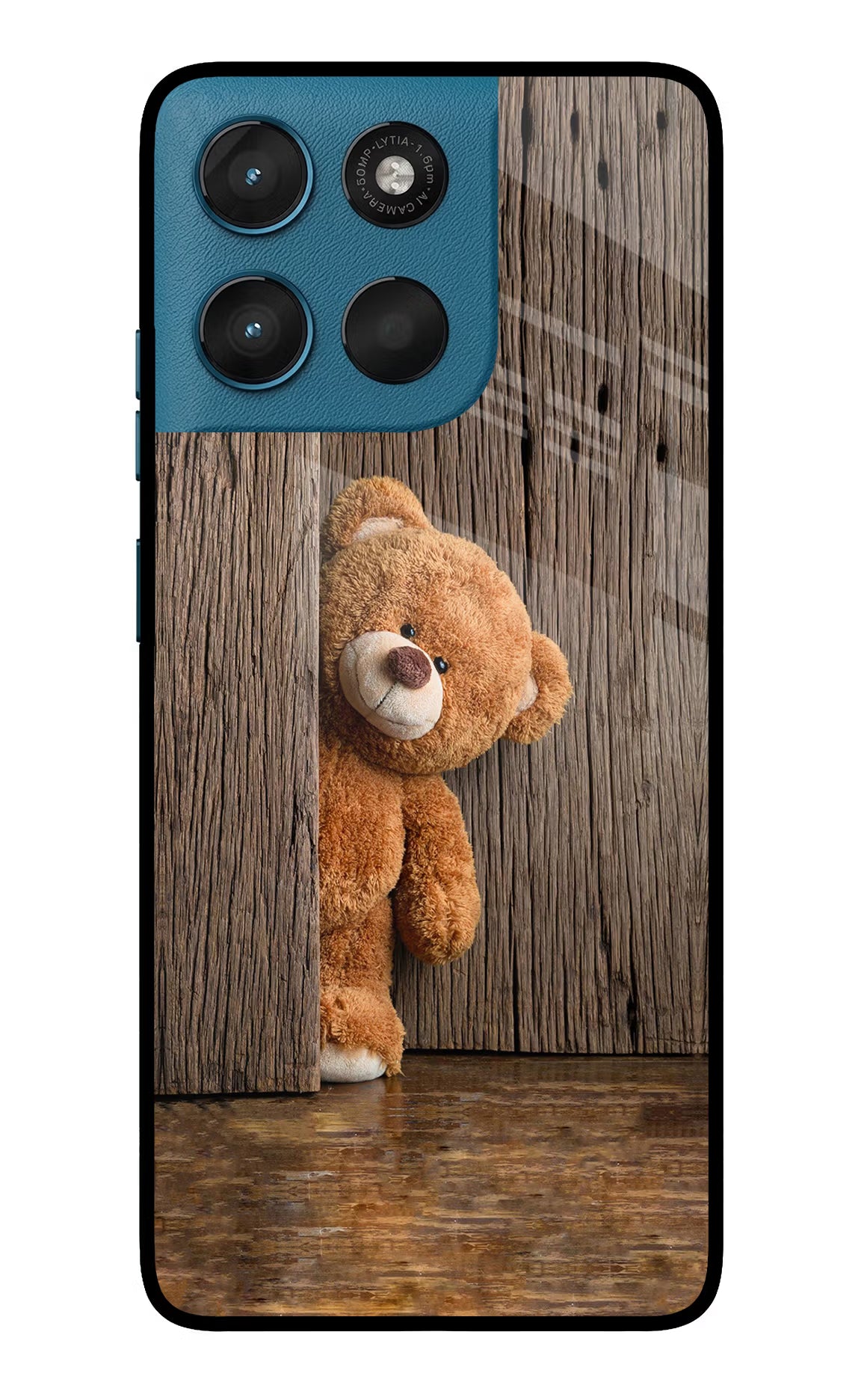 Teddy Wooden Moto G57 Power 5G Glass Case Back Cover by Casekaro