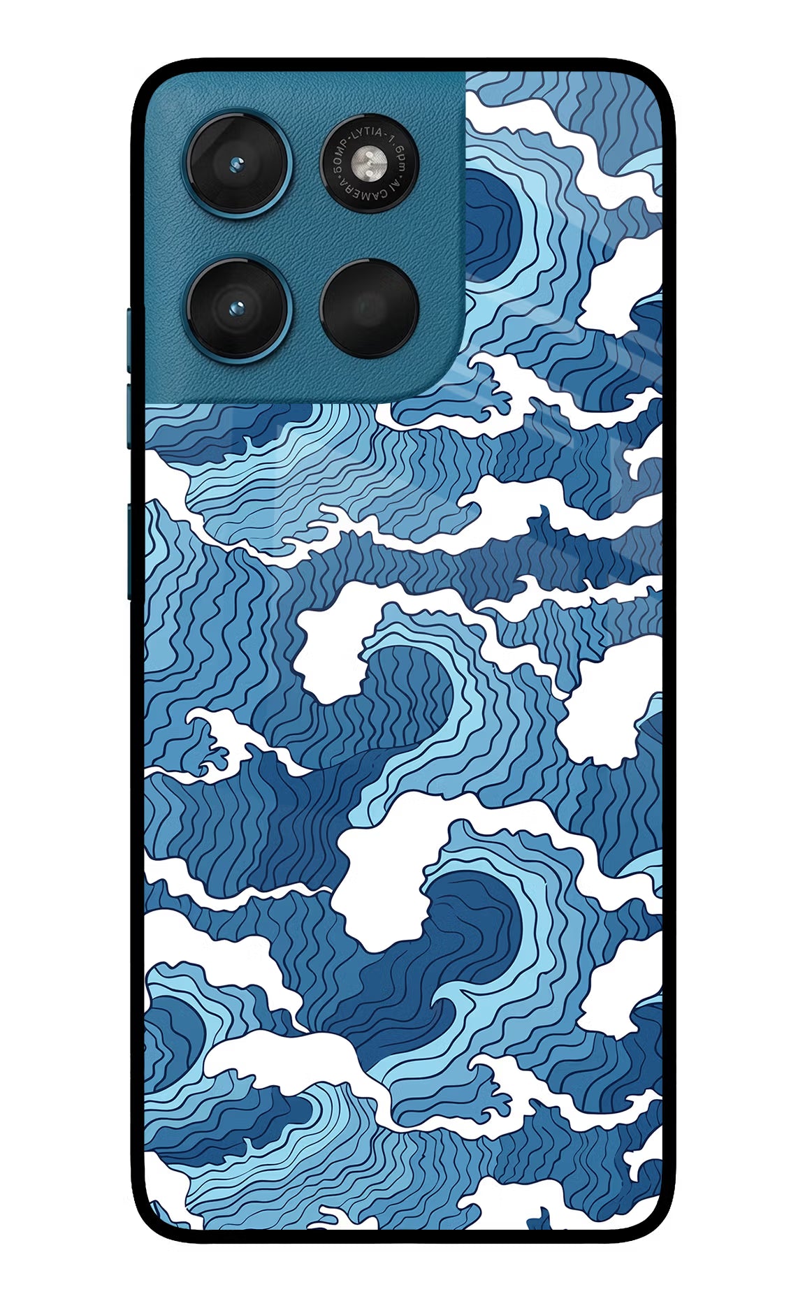 Blue Waves Moto G57 Power 5G Glass Case Back Cover by Casekaro