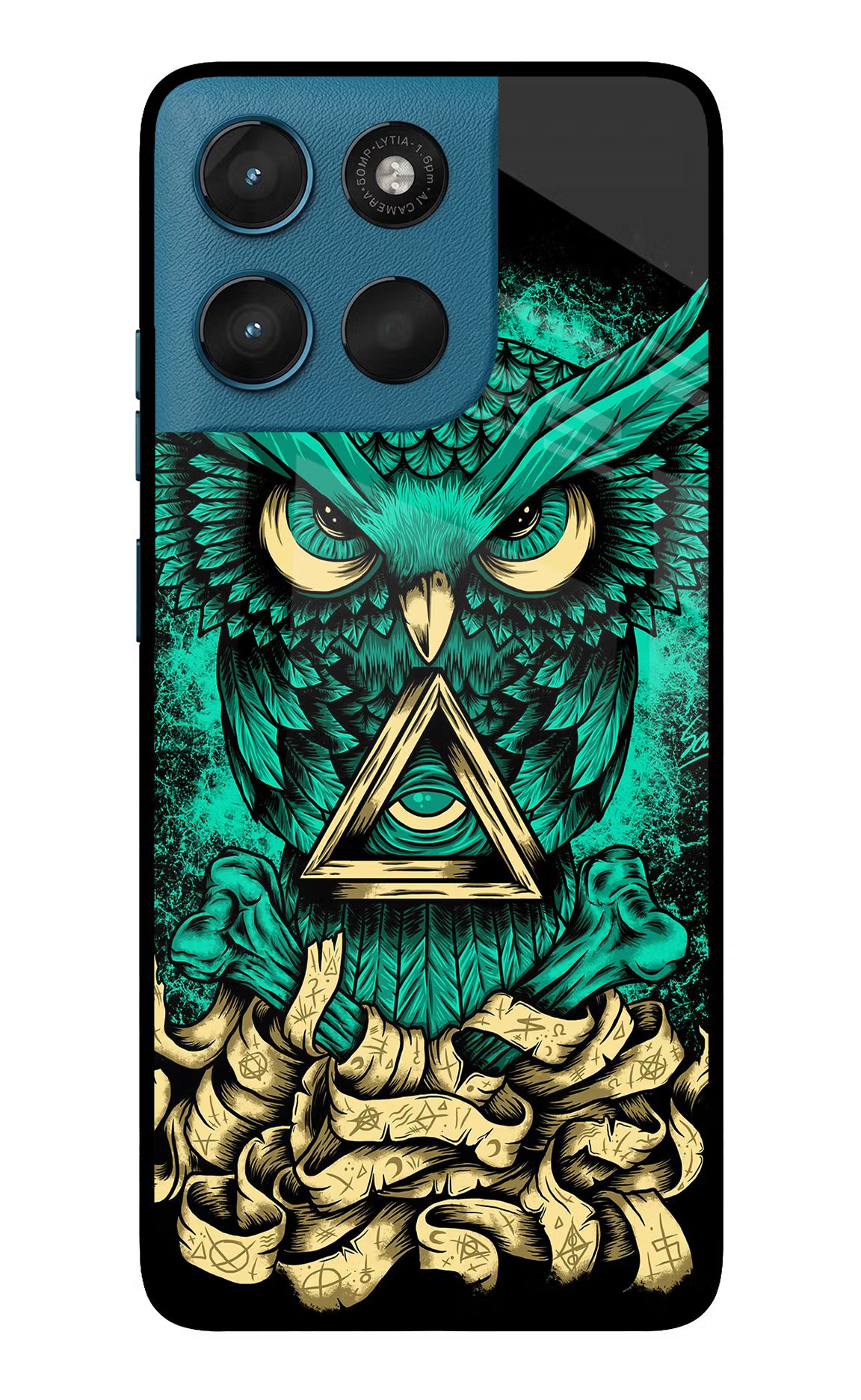 Green Owl Moto G57 Power 5G Glass Case Back Cover by Casekaro