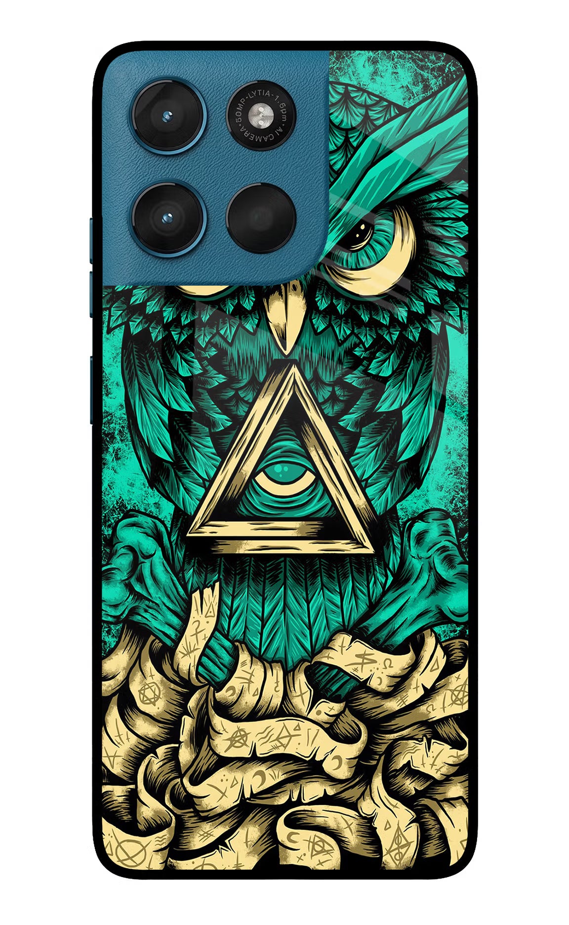 Green Owl Moto G57 Power 5G Glass Case Back Cover by Casekaro