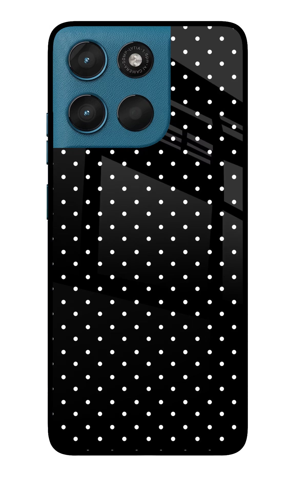 White Dots Moto G57 Power 5G Glass Case Back Cover by Casekaro