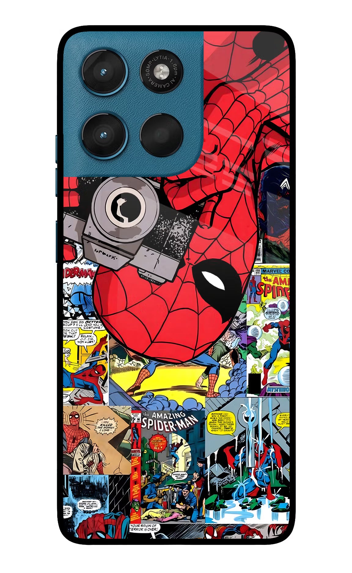 Spider Man Moto G57 Power 5G Glass Case Back Cover by Casekaro