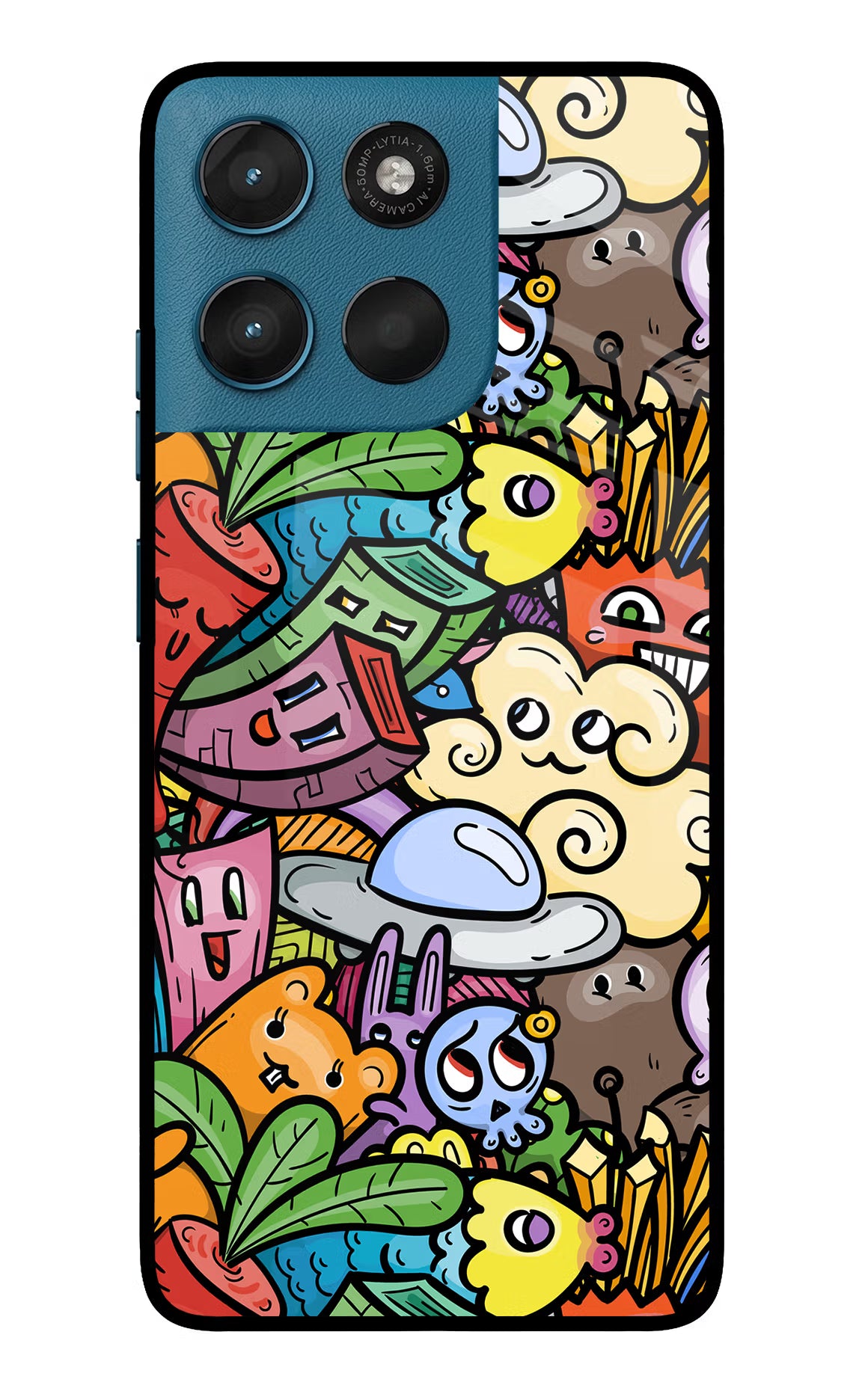 Veggie Doodle Moto G57 Power 5G Glass Case Back Cover by Casekaro