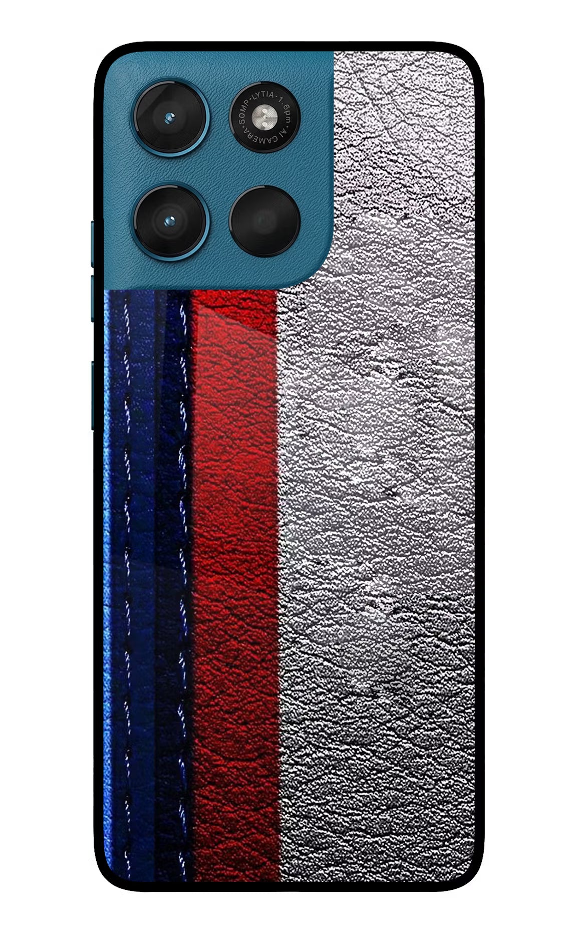 BMW Stripes Moto G57 Power 5G Glass Case Back Cover by Casekaro